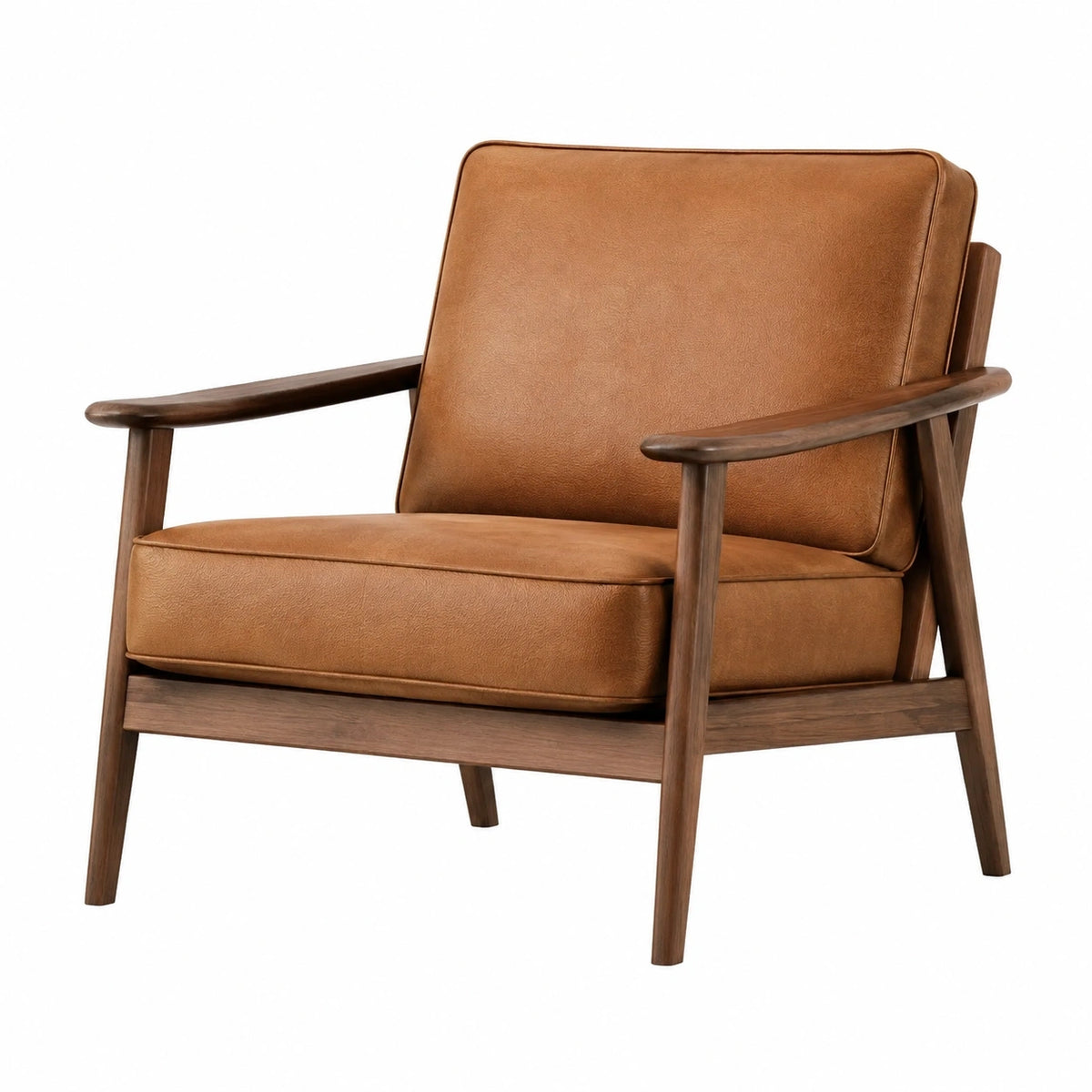 Fauteuil vintage Aqvirel en revêtement aspect cuir brun, dimensions 72x80x85 cm, avec accoudoirs et style rétro.