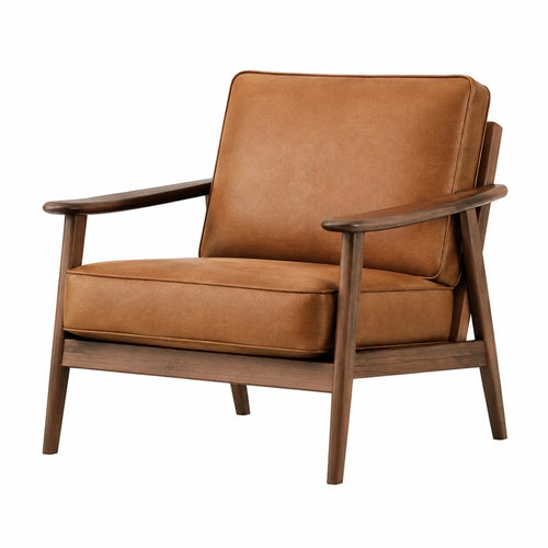 Fauteuil vintage Aqvirel en revêtement aspect cuir brun, dimensions 72x80x85 cm, avec accoudoirs et style rétro.