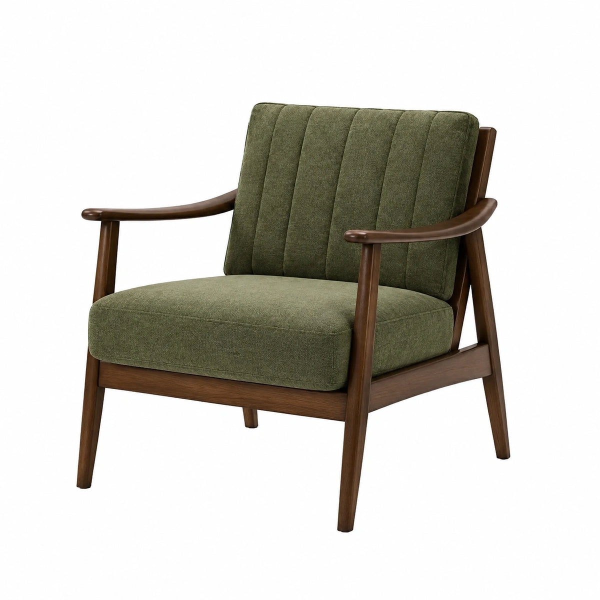 Fauteuil rétro en tissu vert et bois avec accoudoirs, dimensions 78x76x82 cm, style élégant par Aqvirel.