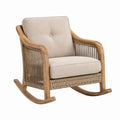 Fauteuil à bascule en bois naturel et cordage beige, style bohème, dimensions 90x76x98 cm, par Aqvirel.