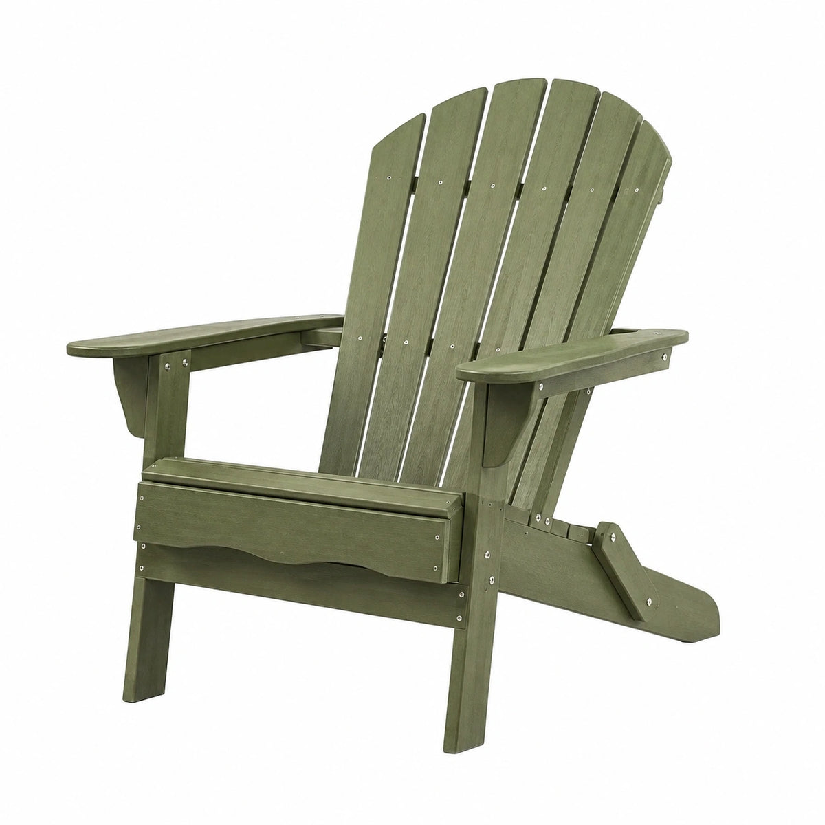 Fauteuil Adirondack pliant en plastique vert olive Aqvirel, dimensions 80x83x98 cm, avec dossier et accoudoirs pour jardin.