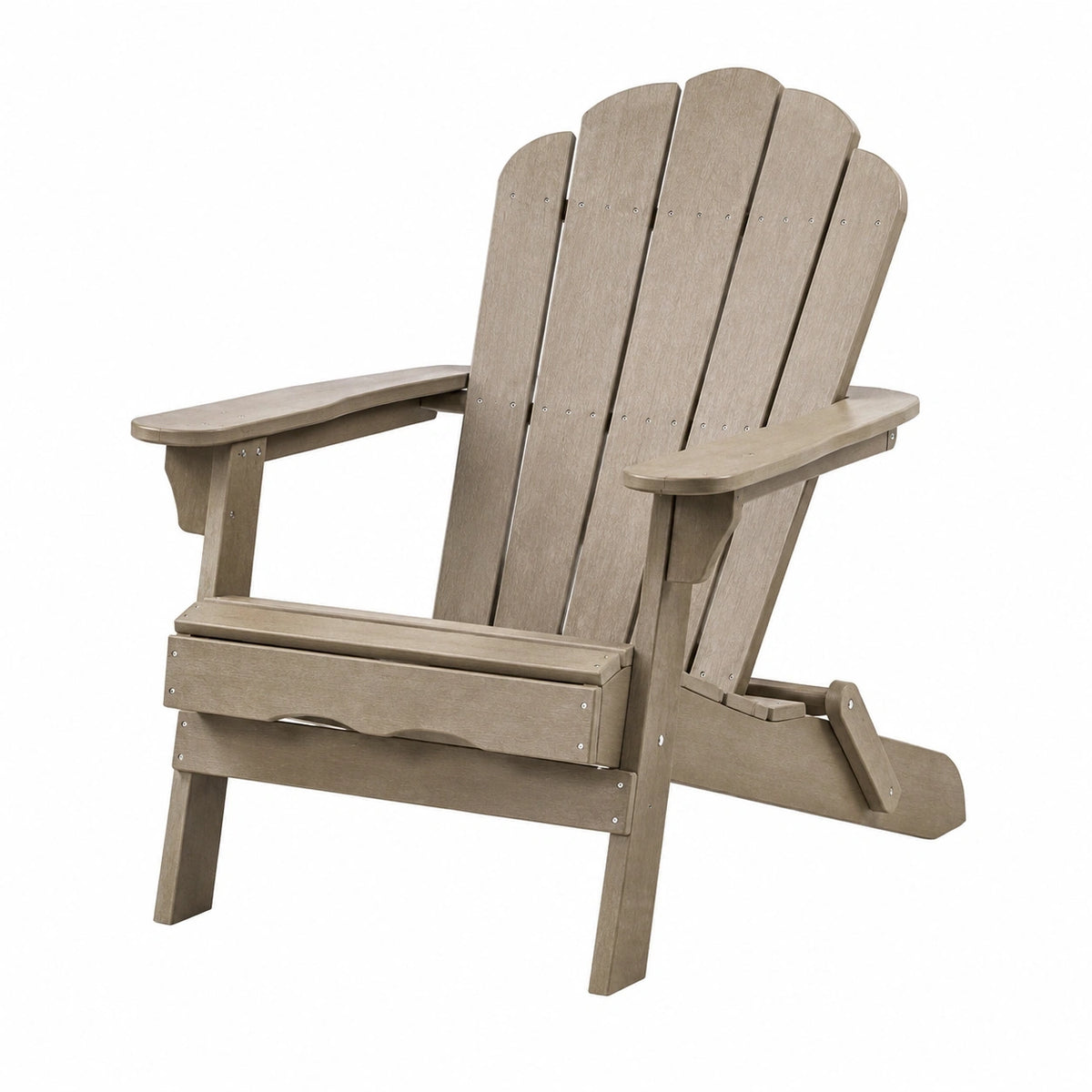 Fauteuil Adirondack Aqvirel en plastique taupe pour extérieur, dimensions 80x90x98 cm avec accoudoirs, mobilier de jardin.