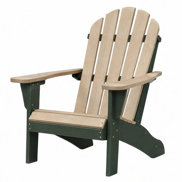 Fauteuil Adirondack Aqvirel en HDPE vert foncé et beige, style classique, dimensions 83x80x98 cm, fauteuil de jardin confortable
