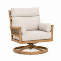 Fauteuil pivotant en bois et textile beige, style naturel, dimensions 82x87x98 cm, par Aqvirel.