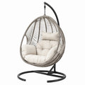Fauteuil suspendu Aqvirel en résine tressée grise avec support en acier, style contemporain, Dimensions 105x105x195 cm